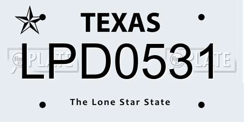 LPD0531 Texas License Plate