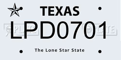 LPD0701 Texas License Plate