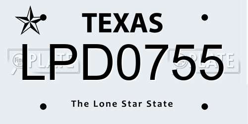 LPD0755 Texas License Plate