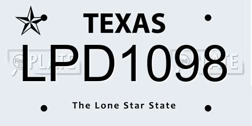 LPD1098 Texas License Plate