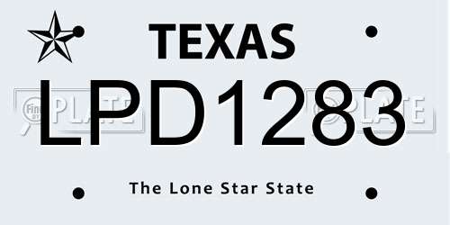 LPD1283 Texas License Plate