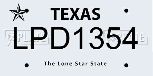 LPD1354 Texas License Plate