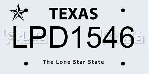 LPD1546 Texas License Plate