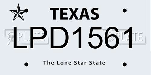 LPD1561 Texas License Plate