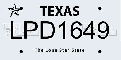 LPD1649 Texas License Plate