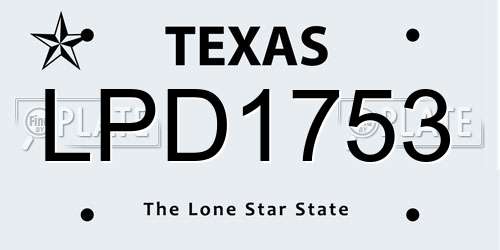 LPD1753 Texas License Plate