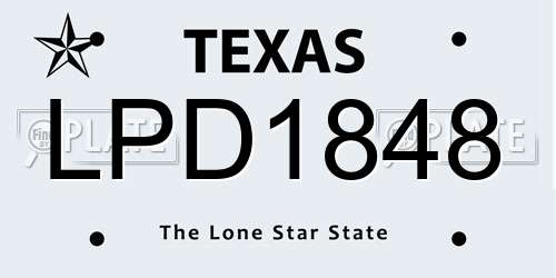 LPD1848 Texas License Plate