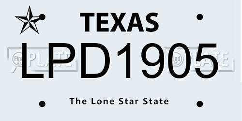 LPD1905 Texas License Plate