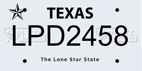 LPD2458 Texas License Plate
