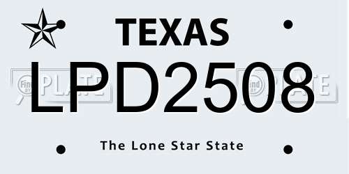 LPD2508 Texas License Plate