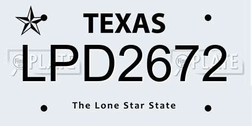 LPD2672 Texas License Plate