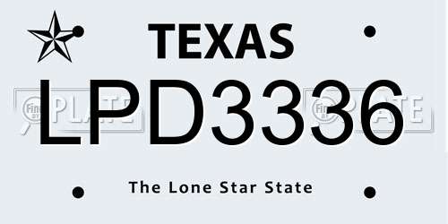 LPD3336 Texas License Plate