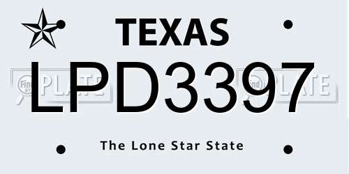 LPD3397 Texas License Plate