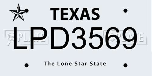 LPD3569 Texas License Plate