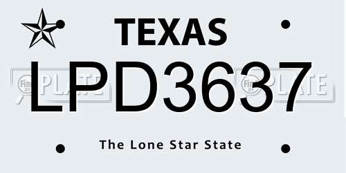 LPD3637 Texas License Plate