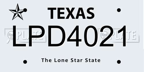 LPD4021 Texas License Plate