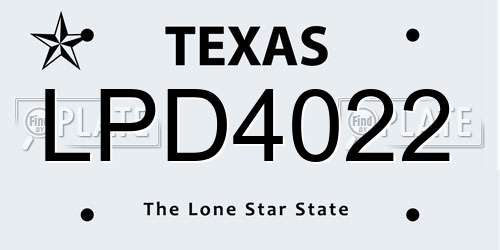 LPD4022 Texas License Plate