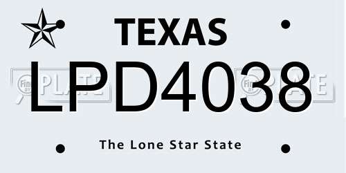 LPD4038 Texas License Plate