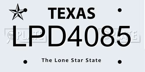 LPD4085 Texas License Plate