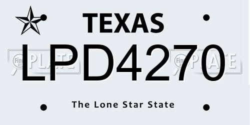 LPD4270 Texas License Plate