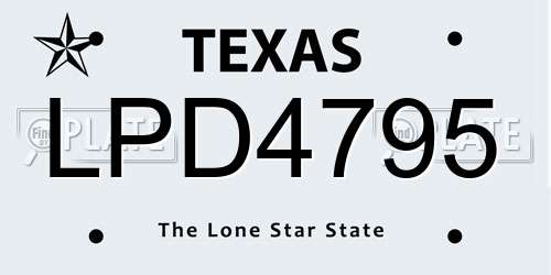 LPD4795 Texas License Plate