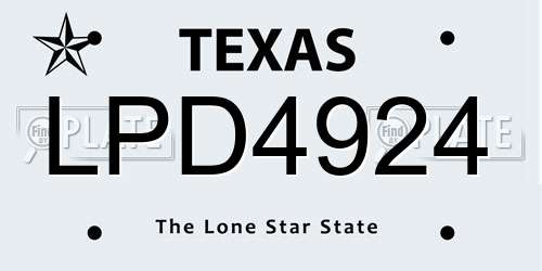 LPD4924 Texas License Plate