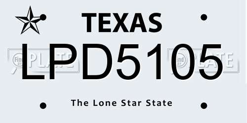 LPD5105 Texas License Plate