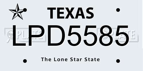 LPD5585 Texas License Plate