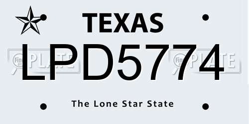 LPD5774 Texas License Plate