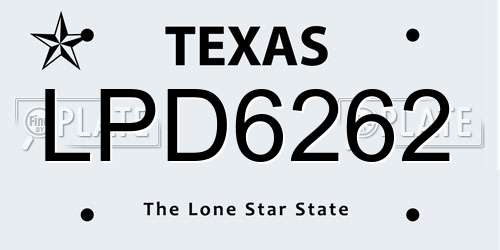 LPD6262 Texas License Plate