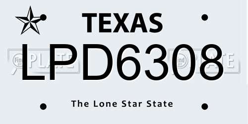 LPD6308 Texas License Plate