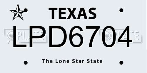 LPD6704 Texas License Plate