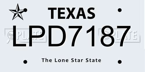 LPD7187 Texas License Plate