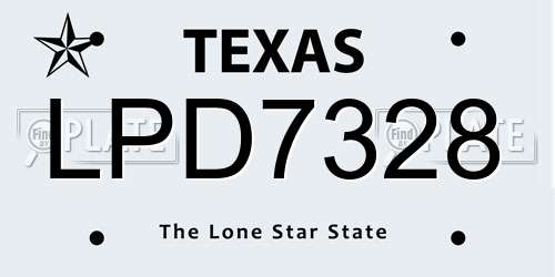 LPD7328 Texas License Plate