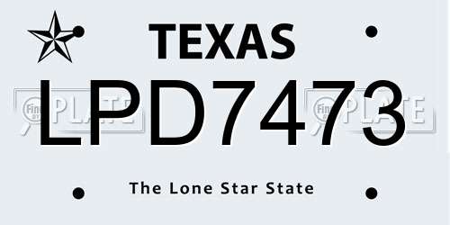 LPD7473 Texas License Plate