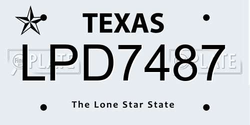 LPD7487 Texas License Plate