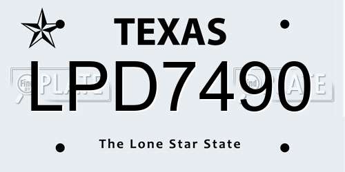 LPD7490 Texas License Plate