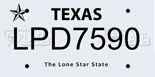 LPD7590 Texas License Plate