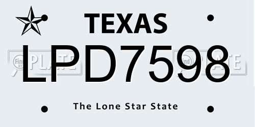LPD7598 Texas License Plate