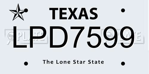 LPD7599 Texas License Plate