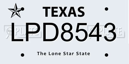 LPD8543 Texas License Plate