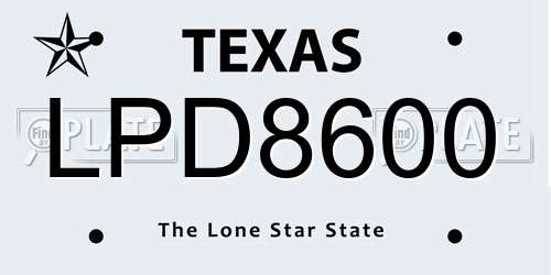 LPD8600 Texas License Plate