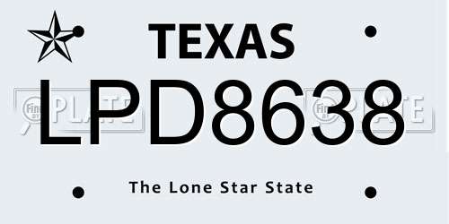 LPD8638 Texas License Plate