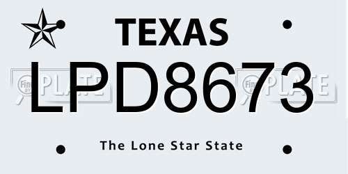 LPD8673 Texas License Plate
