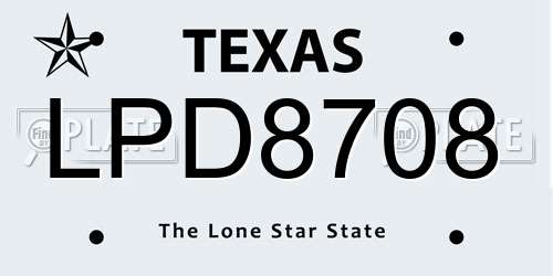 LPD8708 Texas License Plate