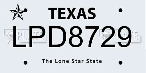 LPD8729 Texas License Plate