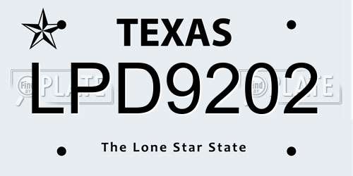 LPD9202 Texas License Plate