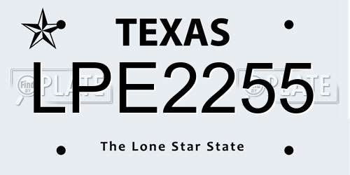 LPE2255 Texas License Plate