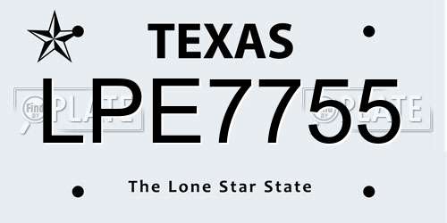 LPE7755 Texas License Plate