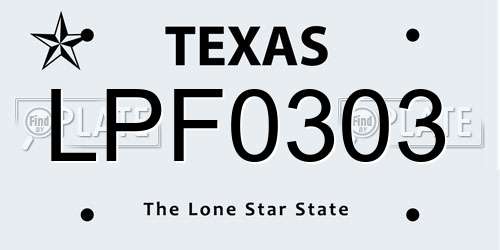 LPF0303 Texas License Plate